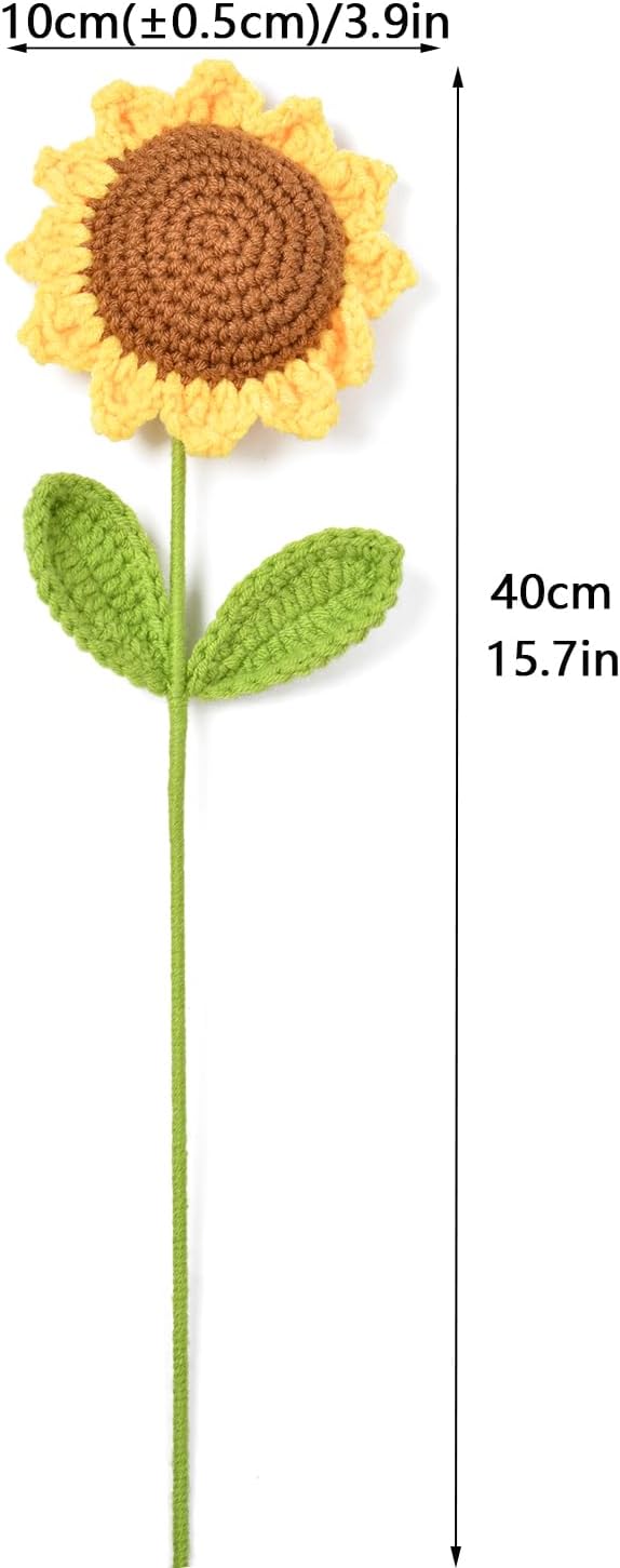 Set of 6 Crochet Sunflowers – Handmade Floral Decor