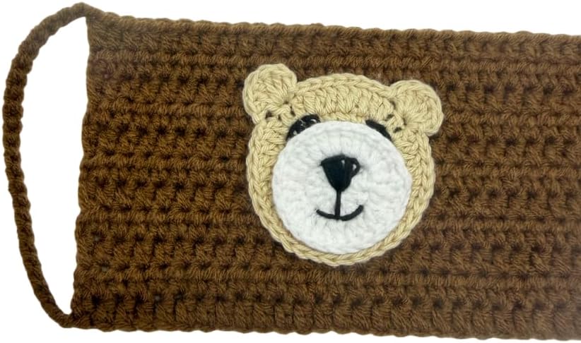 Handmade Crochet Bear Mug Cozy – Brown and White