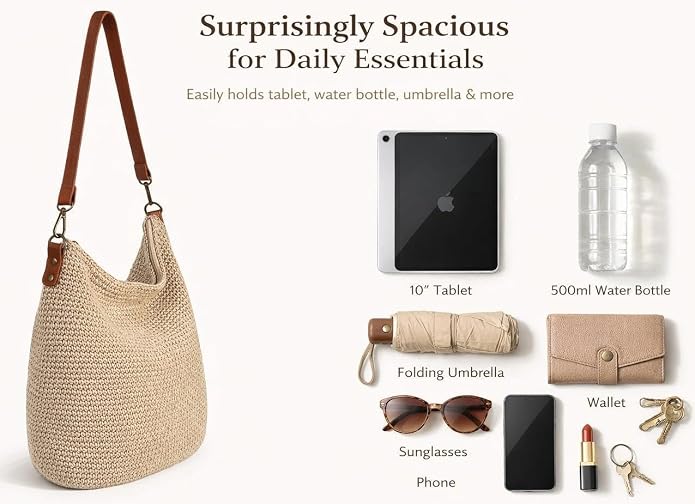 Khaki Boho Crochet Hobo Bag – Shoulder & Crossbody Purse