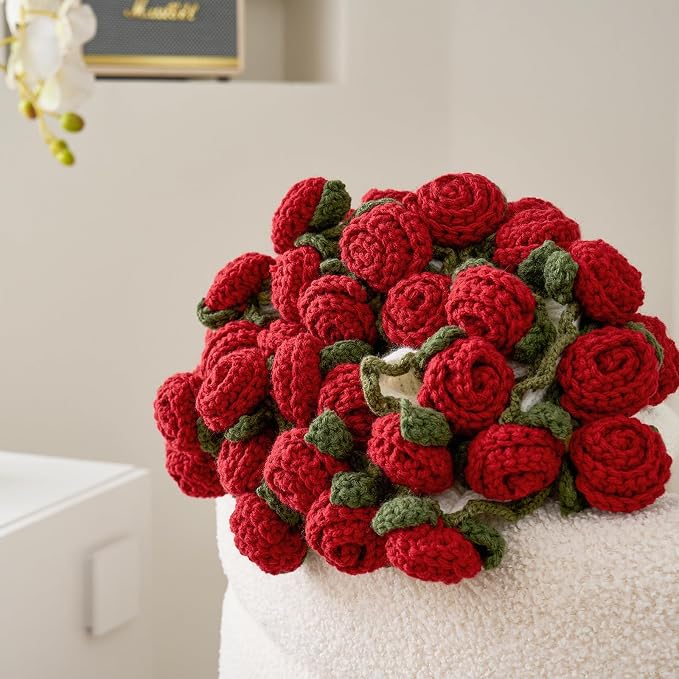 Crochet Rose Bouquet Blanket – Red or Pink Rose