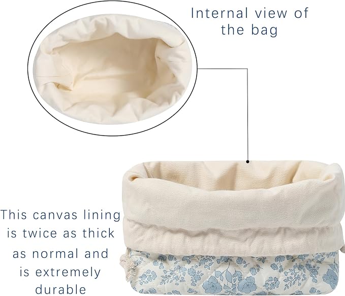 Cotton Quilted Drawstring Makeup Bag – White Bear