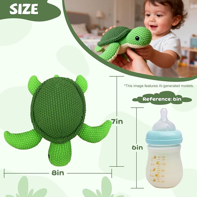 Green Crochet Sea Turtle Plush Toy – Handmade Style