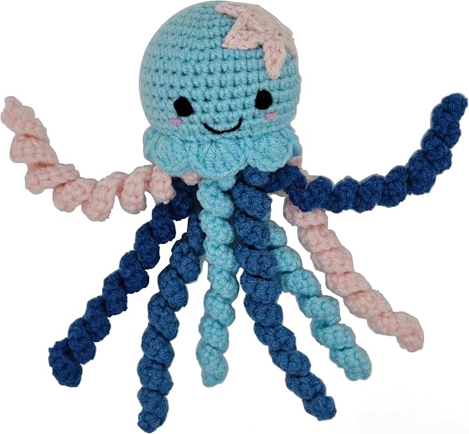 Crochet Octopus Plush Toy – Blue or Pink Baby Gift