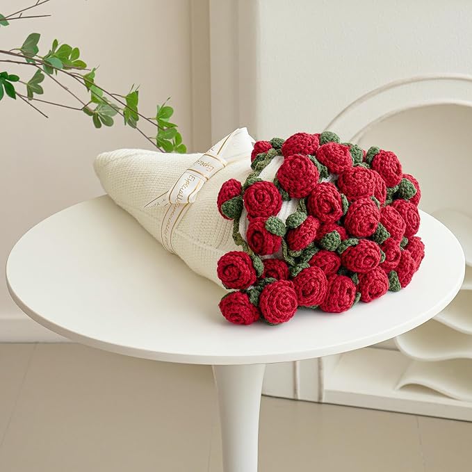 Crochet Rose Bouquet Blanket – Red or Pink Rose