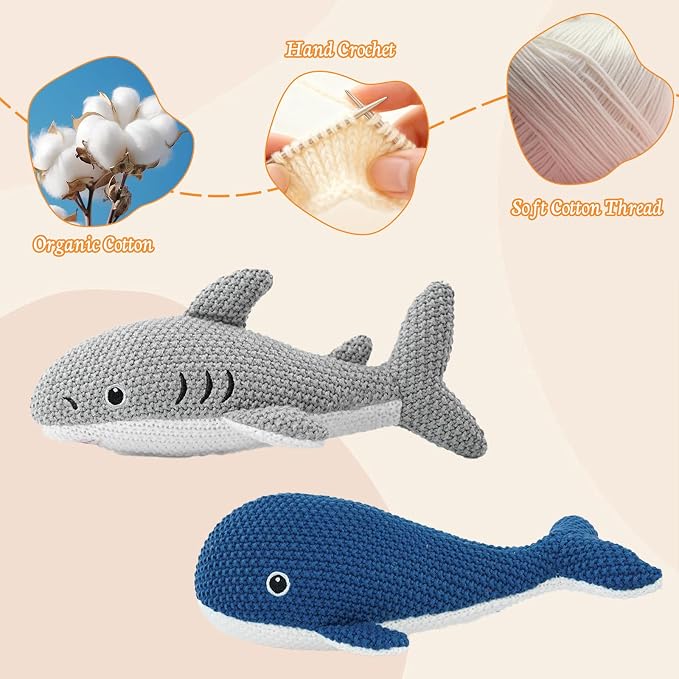 Crochet Ocean Animal Plush Toys 2-Pack – 10 Inches