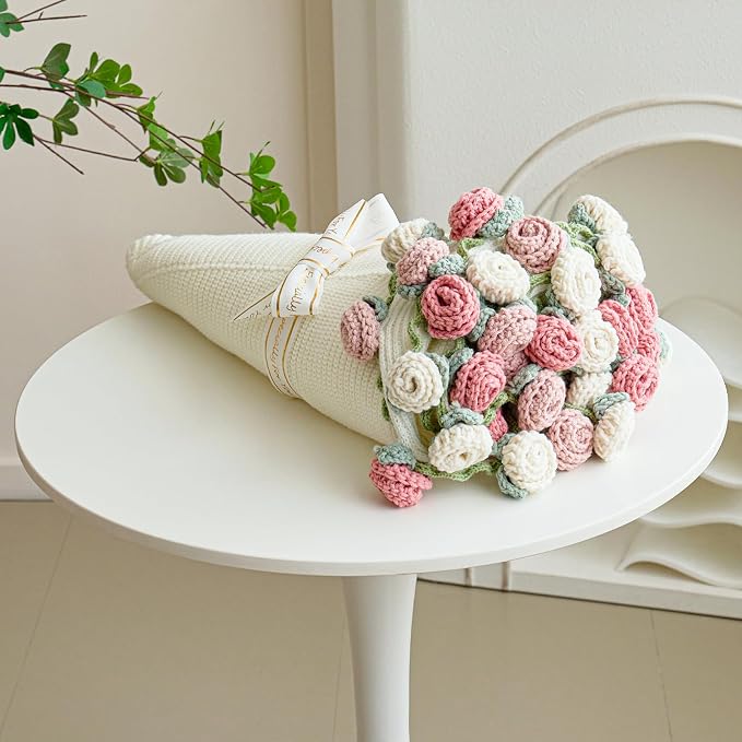 Crochet Rose Bouquet Blanket – Red or Pink Rose