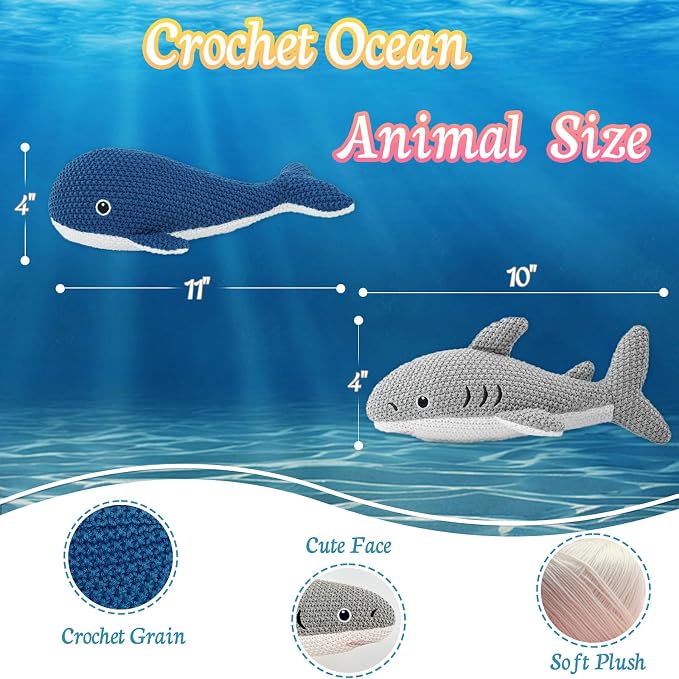 Crochet Ocean Animal Plush Toys 2-Pack – 10 Inches