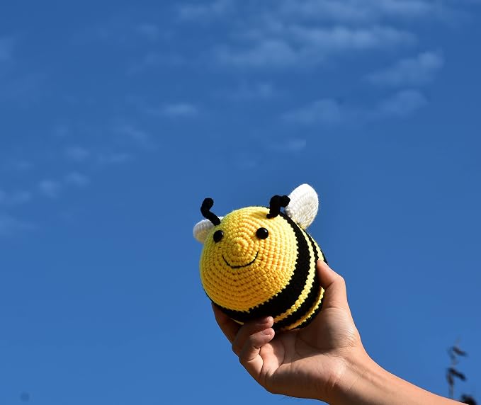 Handmade Crochet Bumblebee Plush Toy – 6 Inches