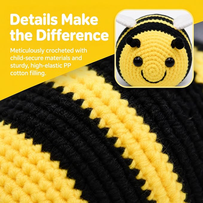 Handmade Crochet Bumblebee Plush Toy – 6 Inches