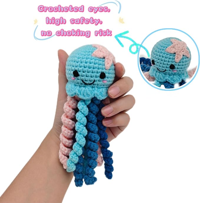 Crochet Octopus Plush Toy – Blue or Pink Baby Gift
