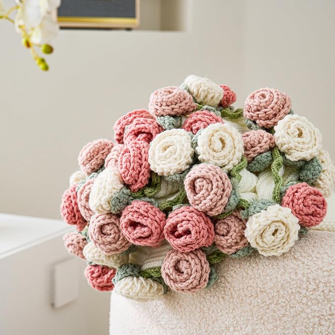 Crochet Rose Bouquet Blanket – Red or Pink Rose
