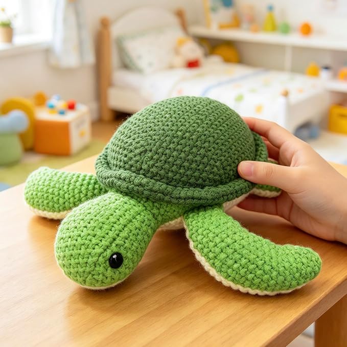 Green Crochet Sea Turtle Plush Toy – Handmade Style