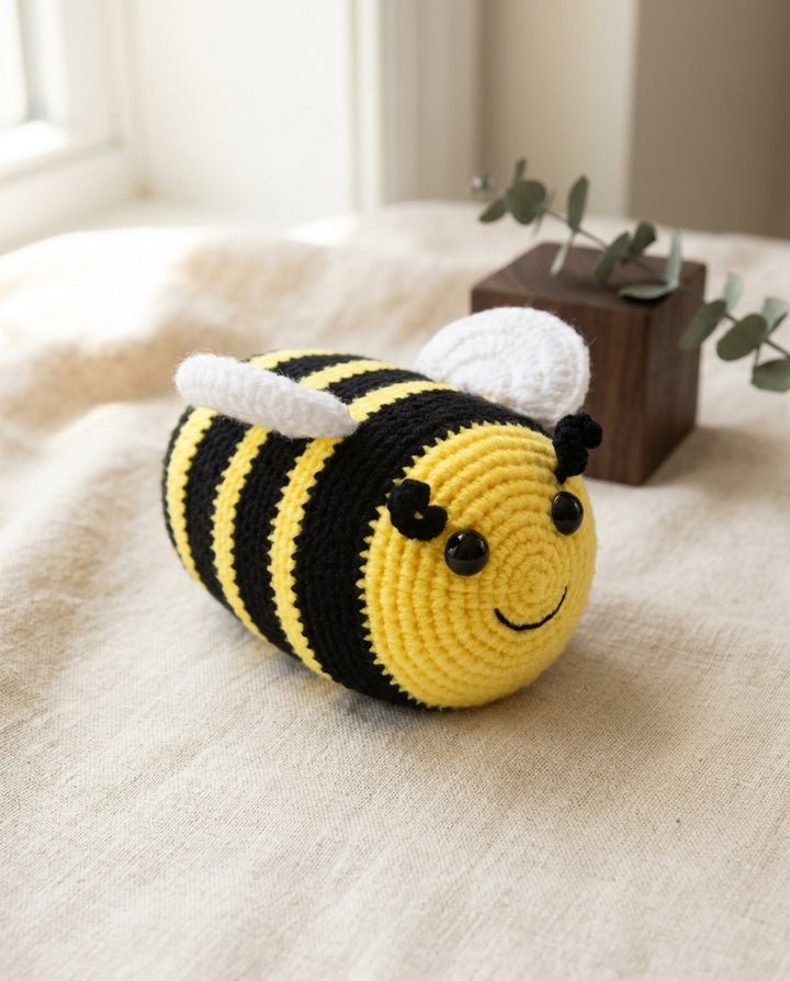 Handmade Crochet Bumblebee Plush Toy – 6 Inches