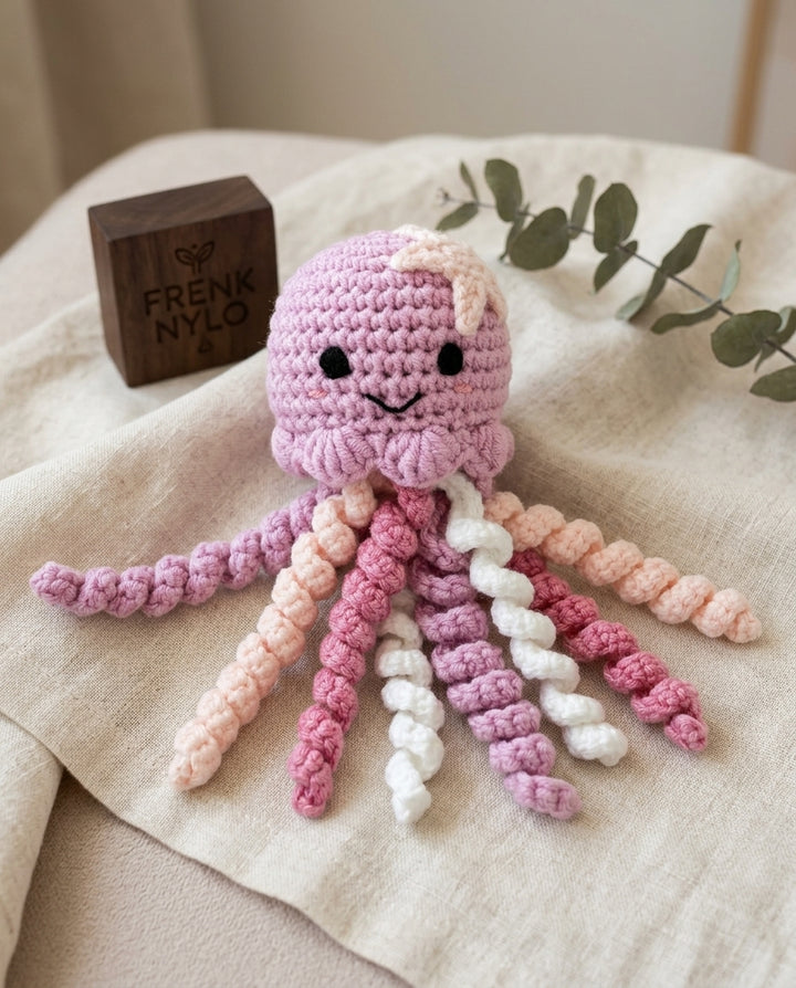 Crochet Octopus Plush Toy – Blue or Pink Baby Gift